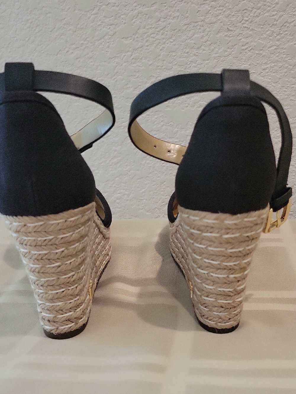 Michael Kors Black Espadrille Wedge Sandals with Ankle Strap - Picture 8 of 9